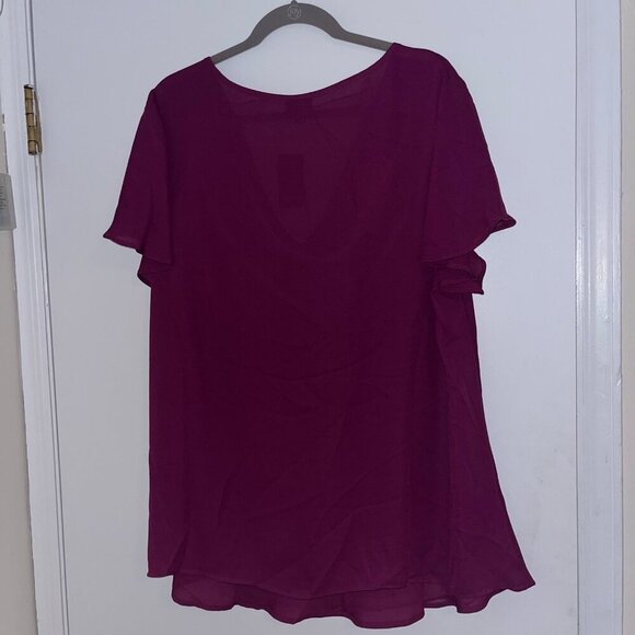 Torrid Size 2xl Purple Georgette Cowl Neck Short Sleeve Blouse NWT - Picture 5 of 7